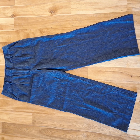 Talbots Weston Wide-leg High Waisted Pants Size 12 Blue Lyocel Cotton Old Money - Picture 5 of 13